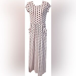 Black and White Polka Dot Maxi Dress with Pockets and side slits